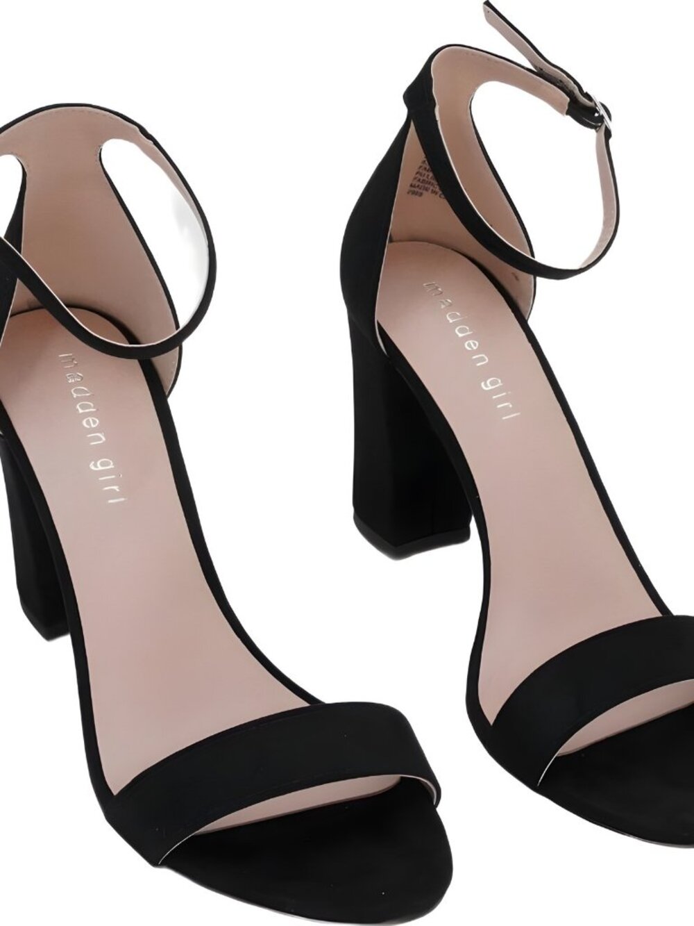 Madden Girl Bella Block Heel Ankle Strap Sandals Black 8.5 M